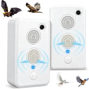Upgraded Ultrasonic Bird Repellent Devices Outdoor & Bat Deterrent Rechargeable Woodpecker Deterrent for House Pigeon Repellent to Keep Birds Bats Out of Attic Porch Balconies Indoor,2Pack