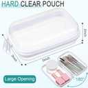 Sanwuta 6 Pcs Clear Hard Zipper Case Plastic Zipper Pouches Transparent Makeup Bag Pencil Case Pouches Toiletry Diaper Bag for Travel Toy Storage Organizer Bins(White,5 x 3 x 2 Inch)