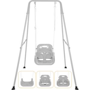 3-in-1 Toddler Swing Set, Foldable Baby Swing with Stand