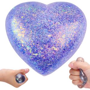 Heart Sugar Ball Stress Balls for Adults (Purple), Malt Sugar Ball Sensory Fidget Toys for Kids, Slow-Rise Squishy Sugar Stress Ball, Heart Shape Squeeze Toys for Stress Relief
