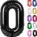 Black Number 0 Balloon 40 Inch, 0 Balloon Numberfor 10th 20th 30th 40th 50th 60th Birthday Decorations, Black Party Supplies for Men Women