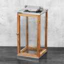 Wooden Metal Lantern, 16" Lantern, Made of Wood, Metal and Glass, High-Quality Lantern Set, Wooden Lantern, Table Lantern, Candle Holder, Candle Holder 