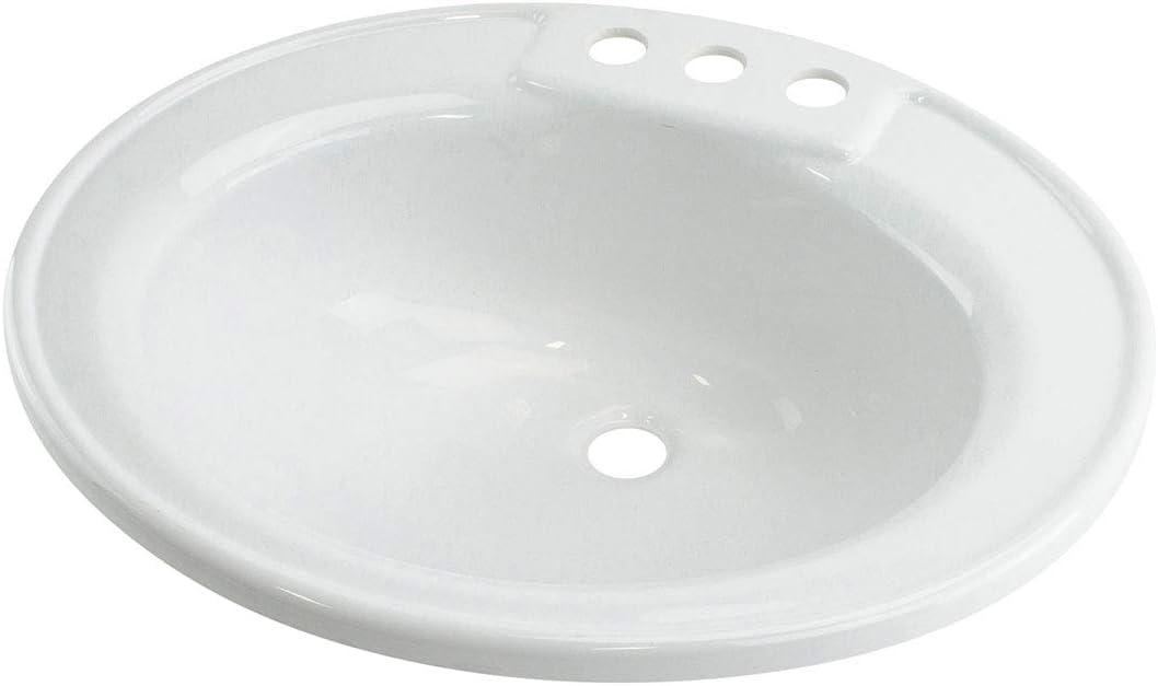 Lippert Replacement Oval Lavatory Sink for RVs, Manufactured Homes, Travel Trailers, 5th Wheels and Motorhomes (White)