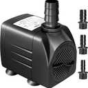 GROWNEER 550GPH Submersible Pump 30W Ultra Quiet Fountain Water Pump, 2000L/H, with 7.2ft High Lift, 3 Nozzles for Aquarium, Fish Tank, Pond, Hydroponics, Statuary Black