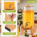 MOBYKE 2 PCS 1.1 Gallon Drink dispenser, Large Water Glass Beverage Dispenser With Wood Stand for Parties With Stainless Steel Spigot, Ideal for Lemonade,Juice, Tea, and Party Drinks