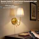 Battery Operated Motion Sensor Wall Sconce, Rechargeable Wireless Gold Wall Lamp with 5200mAh Battery, Dimmable Wall Sconce Light with Switch and Remote for Living Room, Bedroom, Hallway, 1 pc
