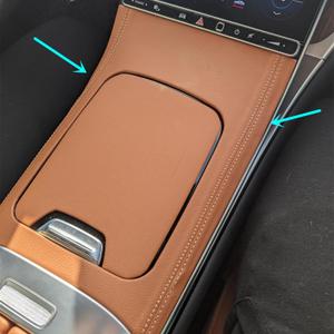 Center Console Gear Shift Storage Panel Cover Fit for Mercedes-Benz GLC Coupe X254 C254 260 300 GLC43 AMG 2024 2025 (Brown Leather)