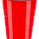Amazon Basics Sturdy Disposable Plastic Party Cups for Cold Drinks, Red, 18oz, 50 Count, BPA-Free