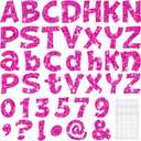 Colarr 216 Pcs Glitter Bulletin Board Letters for Classroom Numbers Alphabet 4 Inch Poster Board Letters with Adhesive Dots Punctuation Symbols Cutout Bulletin Display School Decor(Hot Pink)