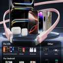Retractable USB C Charger Wall Plug with 35.5in/90cm Type C Cables Cords,40W Fast Charging Foldable Block Multi Charger for All Devices for iPhone 17/16/15/14/13/12,iPad,Galaxy,Pixel