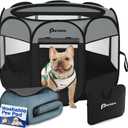 Dog Cat Playpen Indoor Outdoor for Puppy Pet Dogs Cat Recovery After Surgery, Dog Tent Crates Cage Indoor/Outdoor, Portable Pop Up Dog Kennel with Carrying Case for Travel (Dark Grey, Small with Pad)