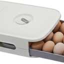 Egg Holder for Refrigerator  Stackable Egg Organizer Bin with Drawer Design, Reusable Plastic Egg Storage Box for Fridge, Freezer, or Cabinet (White)