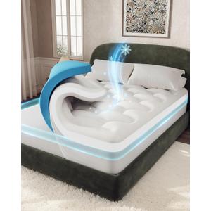OhGeni Cooling 4 lnch King Size Dual Layer Mattress Topper, 2 Inch Gel Memory Foam, 2 Inch Soft Breathable Pillow Top Pad, Bedroom Mattresses Cover, Extra Comfortable Sleep and Back Pain Relief