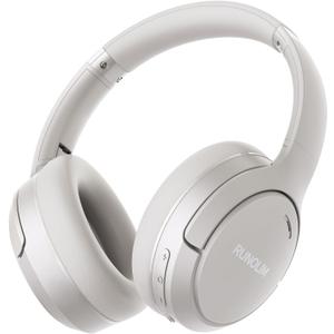 RUNOLIM Hybrid Active Noise Cancelling Headphones, 70H Playtime, Built-in Microphone, Bluetooth Wireless Over Ear Foldable Headphones with HiFi Audio, Home Travel Office (Silver)