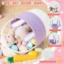 Easter Basket Cotton Rope Easter Bunny Baskets Empty with Handle for Egg Hunt Gifts, Girls Boys First Easter Basket Bucket with Velvet Drawstring Gift Bag for Easter Stuffers, Purple & White