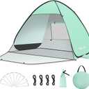 Glymnis Pop Up Beach Tent Beach Shade Tent for 3-4 Persons Sun Shelter UPF 50+ Enclose Zipper Door Portable Easy Up Beach Tent, 86.6 x 74.8 x 53.1 inches