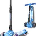 LOL-FUN Toddler Scooter for Kids Ages 3-12 Years Old Boy Girl with 3 Wheel LED Lights, Extra-Wide Childrens Foldable Kick Scooter Kids Ages 3-5 with 4 Adjustable Height and Lean-to-Steer (Royal Blue)