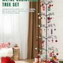 Riciakik 75 Metal Christmas Tree, Christmas Ornament Display Stand Tree with Hooks, Freestanding Wrought Iron Christmas Tree with 100 LED Lights, 54 Balls, 2 Mini Stockings & 6 Xmas Cards