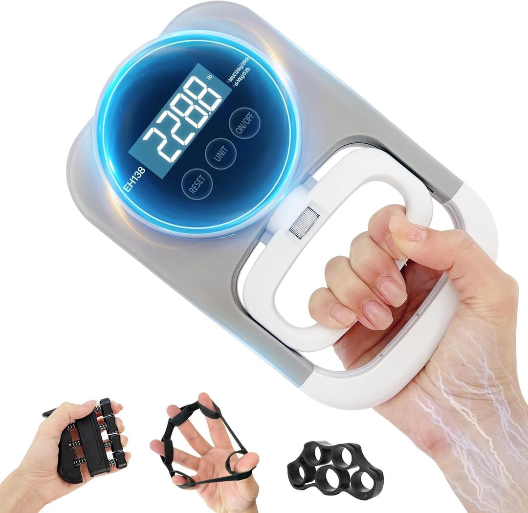 Grip Strength Tester Hand Griper  Grip Strength Trainer Electronic Meter Digital Hand Gripper Strengthener 265 Lbs 120 Kgs with Mano Strengthening Devices for Sports School Home Use