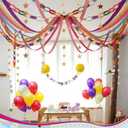 Frienda 300 Sheets Colorful Paper Chains Strips and 492 ft Crepe Paper Streamers, 52.8ft Gold Star Garlands Backdrop for Wedding Birthday Party Decorations DIY Crafts (Rainbow, Colorful)