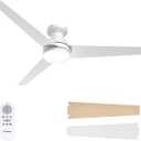 Amico Ceiling Fans with Lights, 52 inch Low Profile Ceiling fan with Light and Remote Control, Flush Mount, Reversible, 3CCT, Dimmable, Noiseless, White Ceiling Fan for Bedroom, Indoor/Outdoor Use