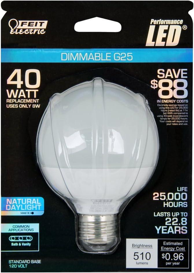 Feit G25/DM/5K/LEDG2 40W Equivalent LED Dimmable G25 Globe, 5000K (Daylight)