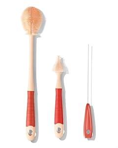 Upgraded Baby Bottle Brush Set(3pcs), Including Pacifier Cleaner and Straw Brush, Detachable Head for Easy Cleaning, Hangable Handle Design, Long Handle