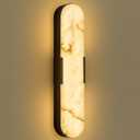 Alabaster Wall Sconces, 20 inch Natural Marble Black Wall Sconce Indoor Wall Lamp Modern Bathroom Alabaster Wall Lamp for Living Room, Bedroom, Porch, Dining Room, Stairway (Black-1PC-Warm Light)