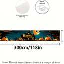 2 x 118x20 Inch Halloween Yard Decorations Outdoor Pumpkin Banner Haunted Castle Scene Happy Halloween Sign Bat Moon Backdrop for Fence Porch Garden Wall Party Seasonal Decor