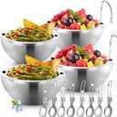LemonRoad 4 Pack 16 oz Chilled Dip Bowl Stainless Steel Double Walled Ice Serving Bowl with 4 Sporks Spoons Cold Serving Dish for Parties Hummus, Salsa, Guacamole, Sauces, Pasta