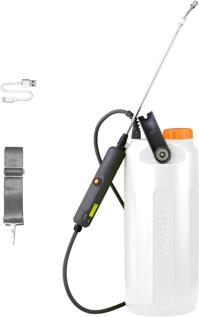 HIFAY ESX-8 Electric Sprayer, Garden Sprayer 2 Gallon,Weed Sprayer in Lawn & Garden,Rechargeable Battery Powered Sprayer with Telescopic Wand,Plant Mister,Indoor Watering Can for Plants (Translucent)