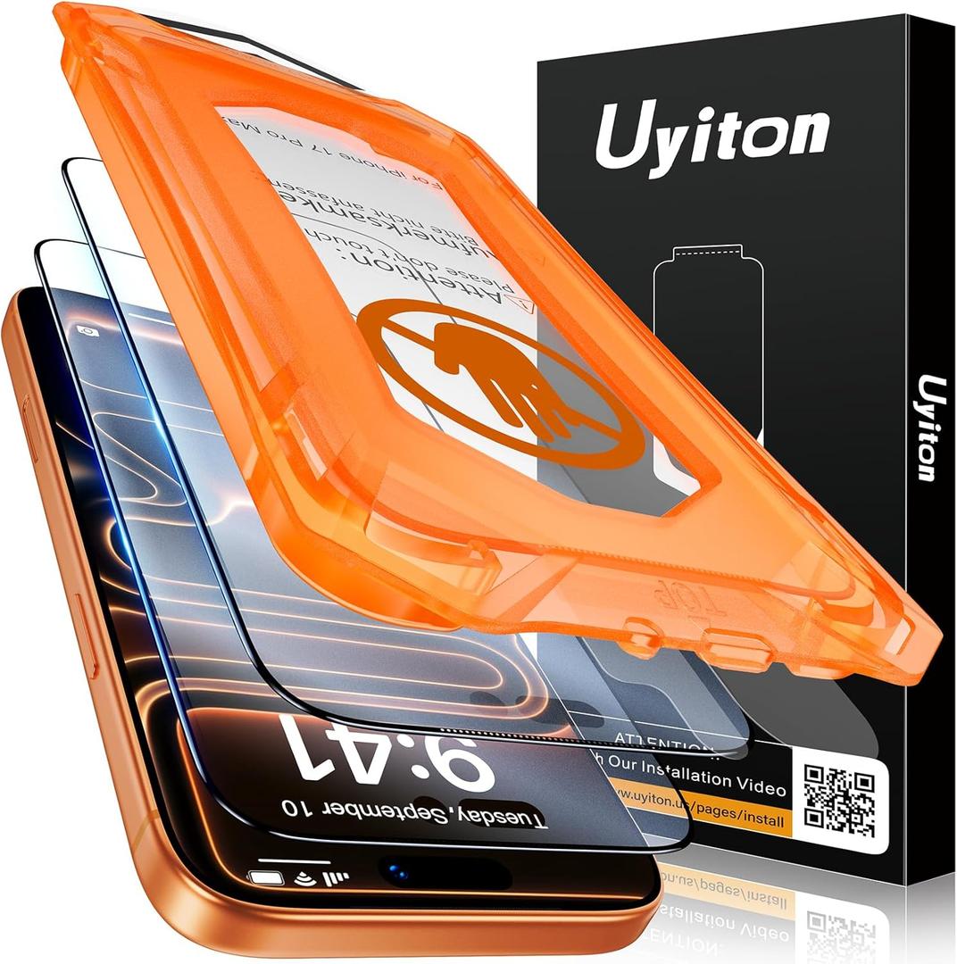 Uyiton Compatible with iPhone 17 Pro Max Matte Screen Protector - Anti-Fingerprint [Easy to Install] Shatterproof Full Coverage Smooth as Silk 9H Tempered Glass Screen Cover, 2 Pack