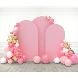 Babenest Dusty Pink Wedding Arch Cover Set of 3, Spandex Fitted Arch Backdrop Cover for Photo, Round Top Chiara Stand Cover for Party Birthday Baby Shower Background Decoration 6.6FT/7.2FT/8FT