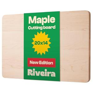 Riveira Maple Wood Cutting Board – Gourmet Maple Grandeur: 20 x 14 Wooden Cutting Board – Natural Wooden Cutting Boards For Kitchen Decorative – Innovative Juice Grooves Maple Wooden Chopping Board