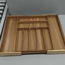 Kiasthome Acacia Wood Kitchen Silverware Drawer Organizer, Expandable Utensil Cutlery Drawer Organizer with Dividers, Flatware Organizer Silverware Tray for Spoon, Fork, 13''-20''x16.9'' (7-9 Slots)