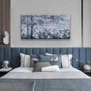 Wall Art for Living Room Blue And White Abstract Tree Flower Modern Artwork Canvas Painting Textured Tree Pictures Wall Decor Bedroom Dining Room Home Office Decor 24"x48" Ready to Hang