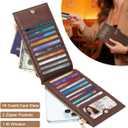 Women Wallet Large Capacity Wallets Crocodile RFID Blocking Multi Card Organizer Womens Billfold Long Purse Credit Cards Holder with Double Zipper,Coffee