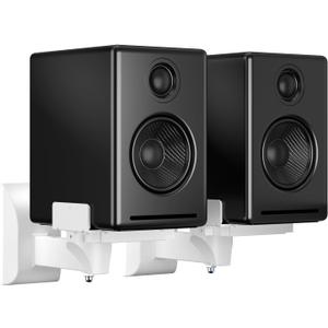 suptek Dual Side Clamping Bookshelf Speaker Wall Mounting Bracket for Large Surrounding Sound Speakers, Hold Up to 55 lbs, White (SPM201W)