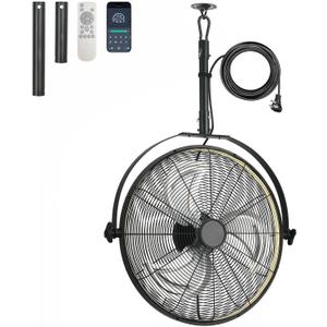 AHAWILL 22.8" Outdoor Hanging Ceiling Fan with Light - 360 Rotatable Fixed Angle,Plug-in,3CCT Dimmable,6 Speeds,Timer & Reversible,2-in-1 Hanging/Standing,Ideal for Gazebos,Patios,Tool Room,Garage.