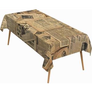 52x70 Inch Vintage Book Theme Rectangle Tablecloth Retro Old Newspaper Magazine Map Print Table Cloth Washable Durable Table Cover for Kitchen Dining Party Book Club Coffee Shop School Decor
