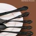 EUIRIO 40 Pieces Black Silverware Set, Royal Retro Flatware Set for 8, Stainless Steel Cutlery Set with Luxury Forks Spoons and Knives, Utensils Set Mirror Polished, Dishwasher Safe
