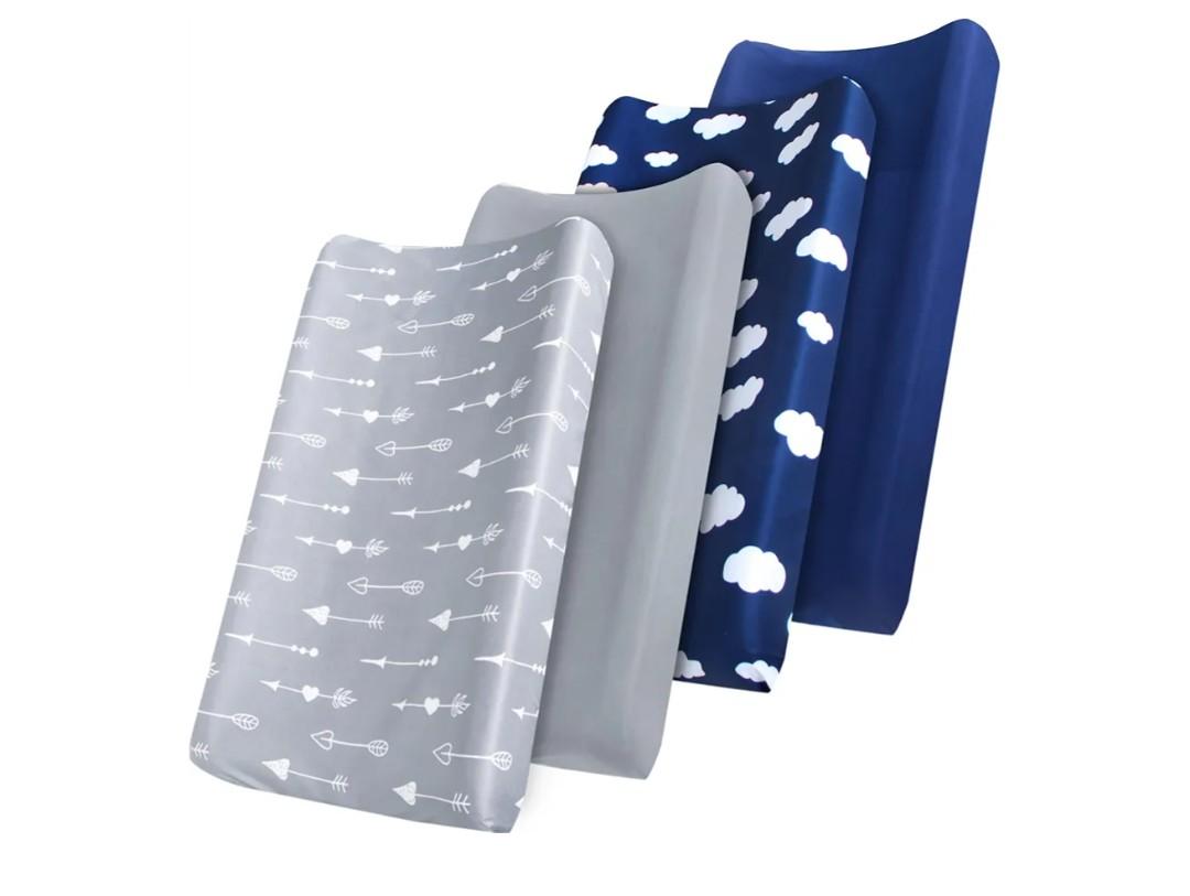 Changing Pad Cover, Diaper Changing Pad Covers 4 Pack, Fitted Baby Changing Table Sheets for 32''×16'' Change Table Pad, Cradle & Bassinet Sheets for Boys & Girls, Soft & Breathable