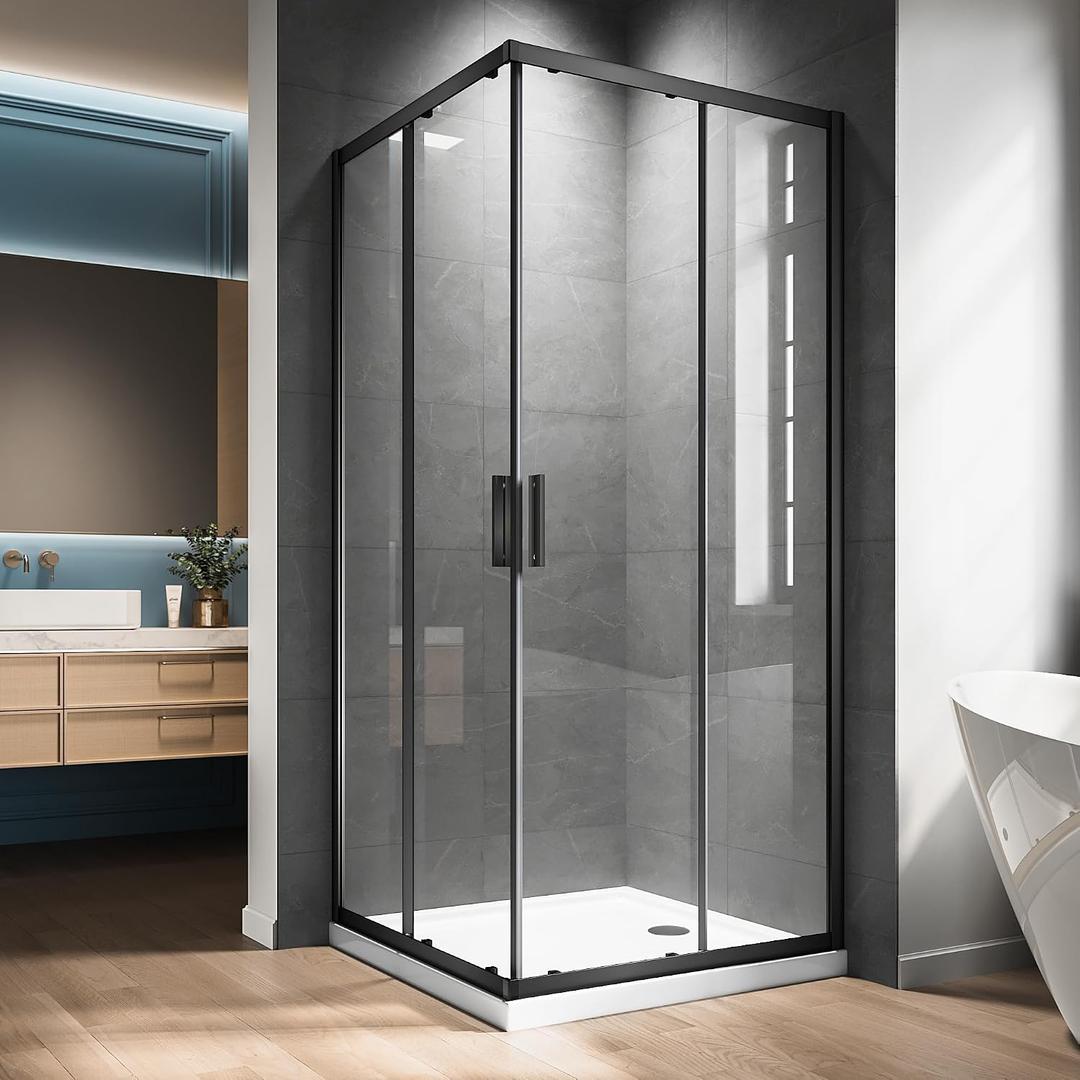 Corner Shower Door 36"x36", 1/4" Tempered Glass