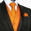 Alizeal Mens 5pcs Paisley Suit Vest Classic Jacquard Button-Down Waistcoat Set, Orange-L