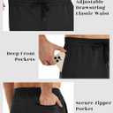 Men's Fleece Lined Joggers Stretch Thermal Athletic Sweatpants Tapered Fit with Zipper Pocket for Running Gym (Black, L)