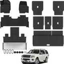 Tongama-Floor Mats for 2025 2026 Ford Expedition 7 Seats with 2nd Row Bucket Seats, All Weather TPE Trunk Mat and 2nd & 3rd Backrest Mats Protectors and Cargo Net for Ford Expedition Accessories