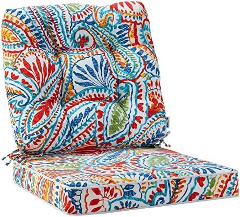 JMGBird Outdoor Chair Cushions Set - 19"x19" Deep Seat & Back Cushions, Water-Resistant Tufted Pillows for Patio Furniture