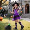 PEADUCK Kids Witch Costume for Girls, Halloween Costumes Dress Up Role Play Set (Purple, S)