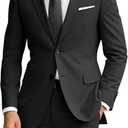 Wangyue Men's 2 Piece Suit Slim Fit Suits for Men Two Button Blazer Formal Business Jacket Suit for Wedding Prom Dinner (Medium, Black)
