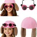 2 x Adult Women Kids Girls Dog Hero Police Cap With Ears Pink Steampunk Goggles For Book Day Dress Up Accessories